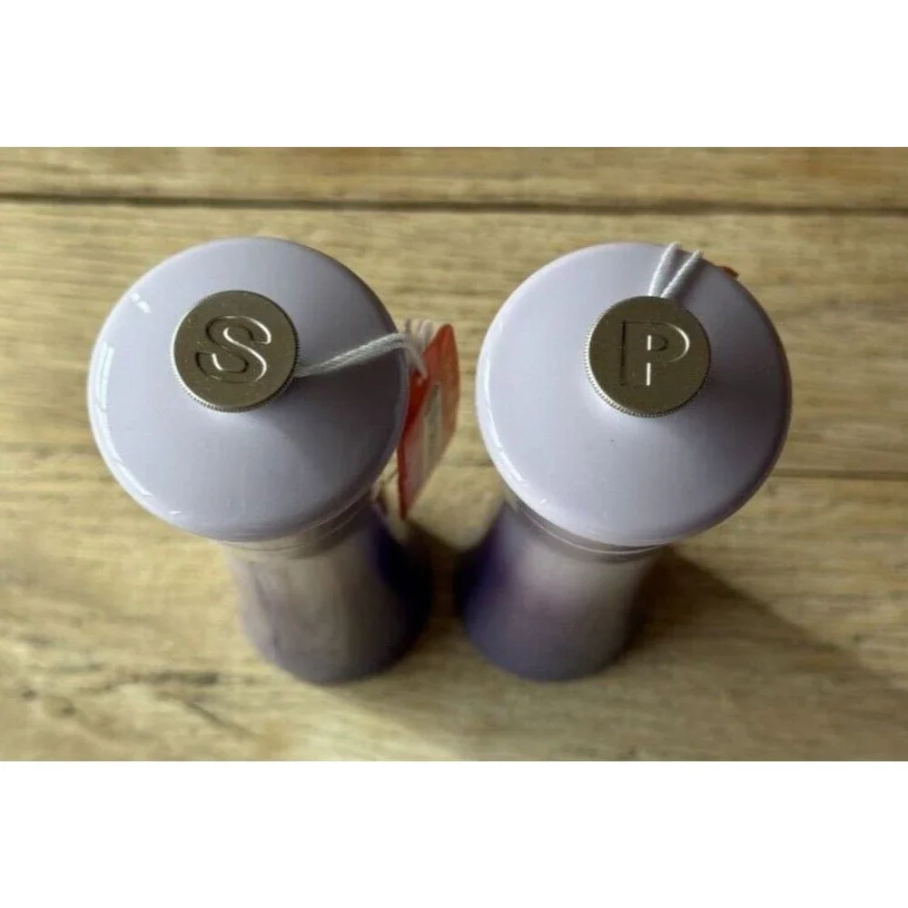 Le Creuset Acrylic Modern Manual Salt & Pepper Mill 8 in Blue Bell Purple NEW